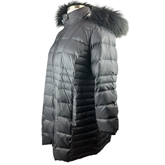 Talbots Faux Fur Hooded Down Puffer Coat Black Full Zip Plus Size 3XP 3X Petite - Picture 5 of 14